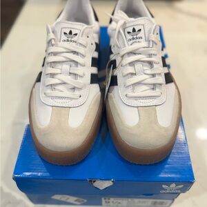 Adidas Women’s Sambae White and Black Sneakers with Gum Sole